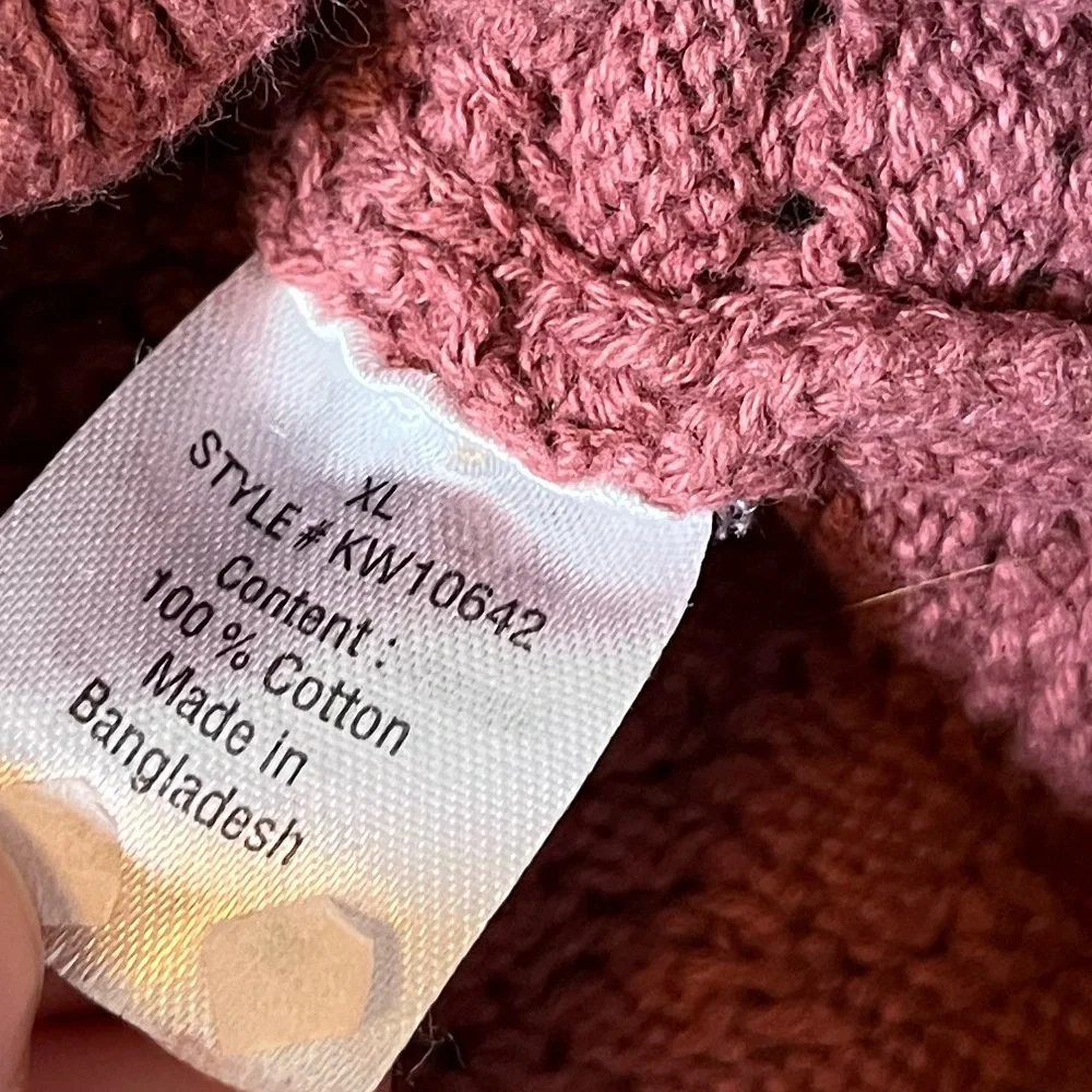 Women’s XL Dusty Rose Red Open Back Cropped Fall Spring Short Sleeve Sweater
